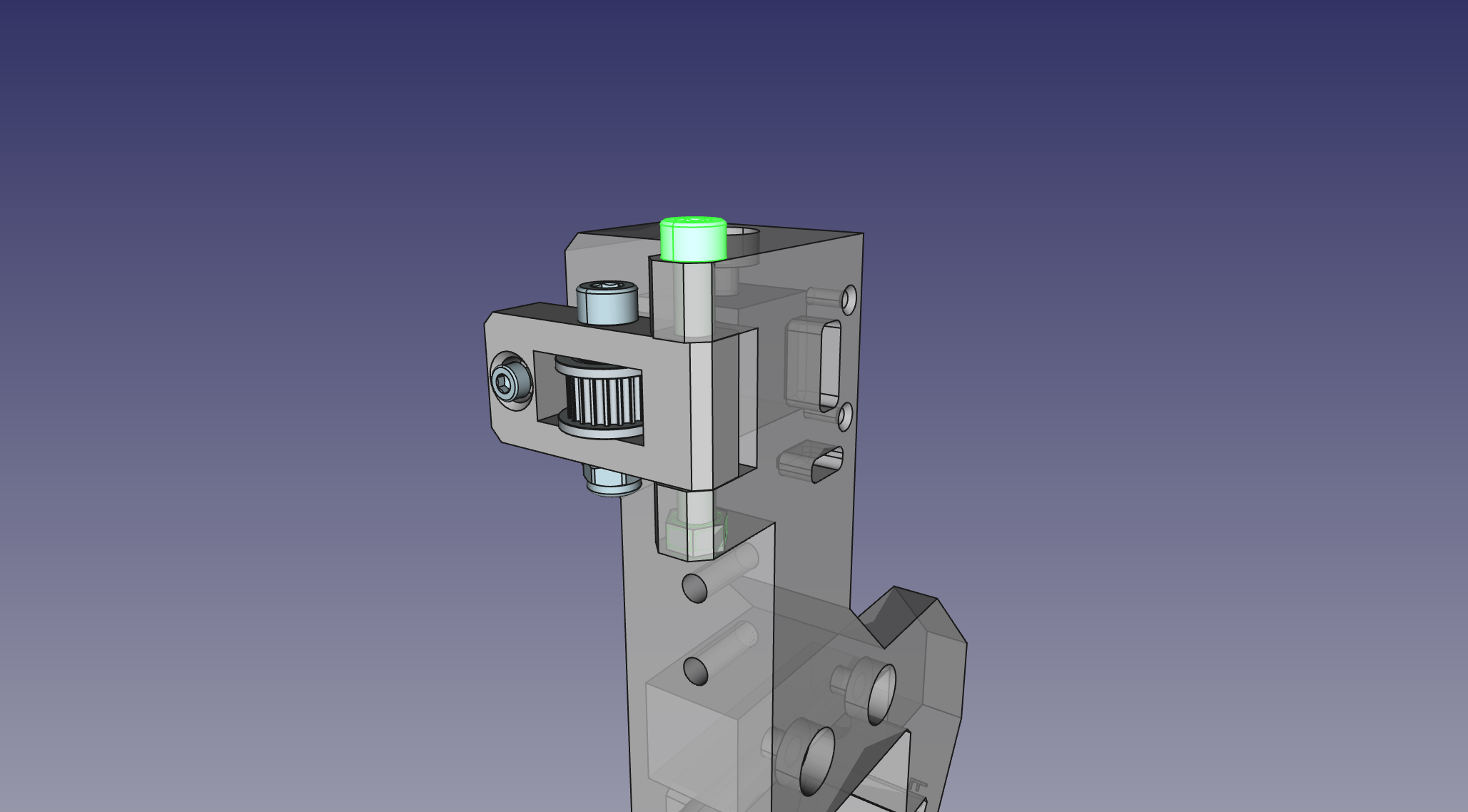 M5x40mm screw inserted into Idler and Belt Tensioner Arm