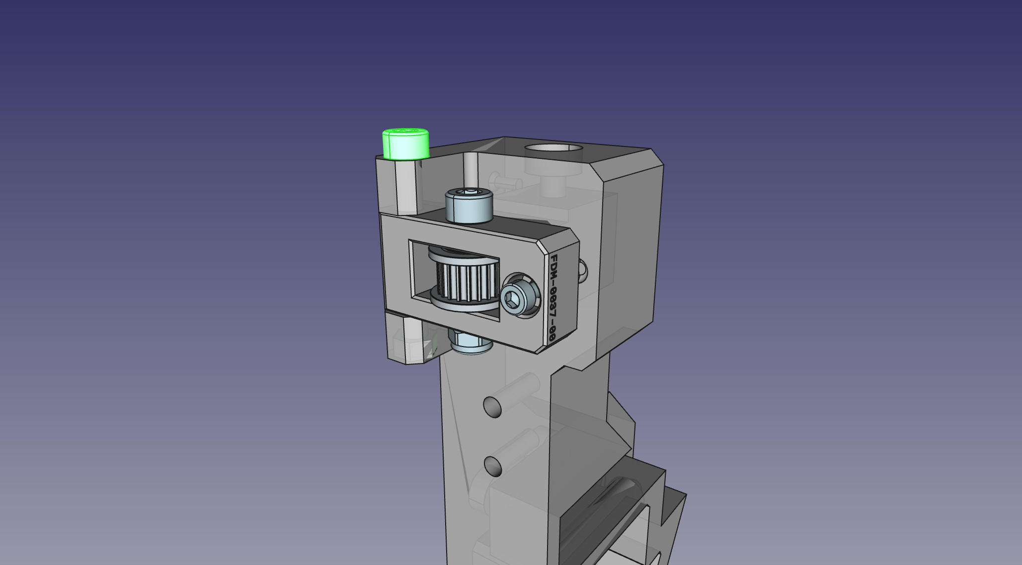 M5x40mm screw inserted into Idler and Belt Tensioner Arm