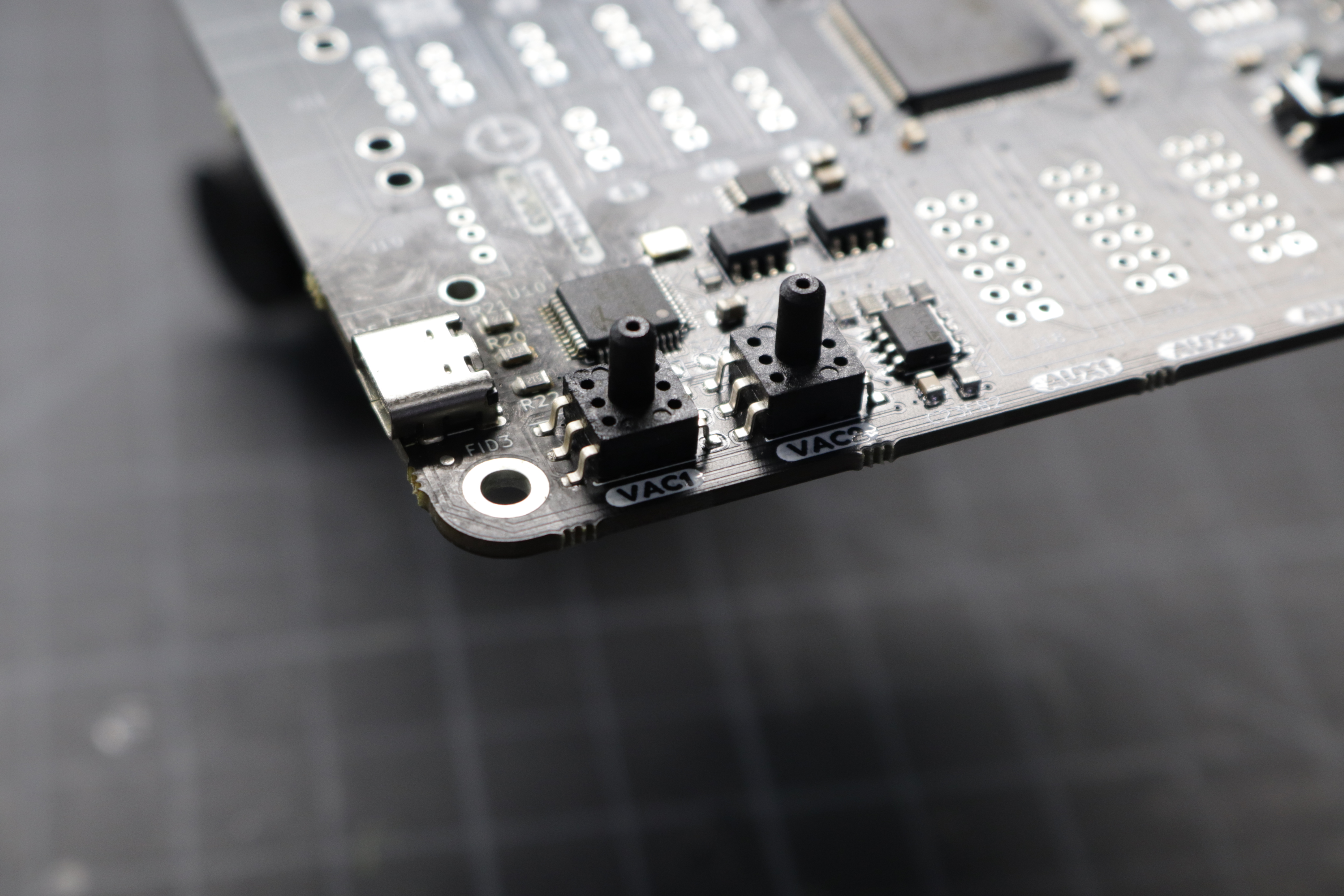 A close-up view of the old sensors