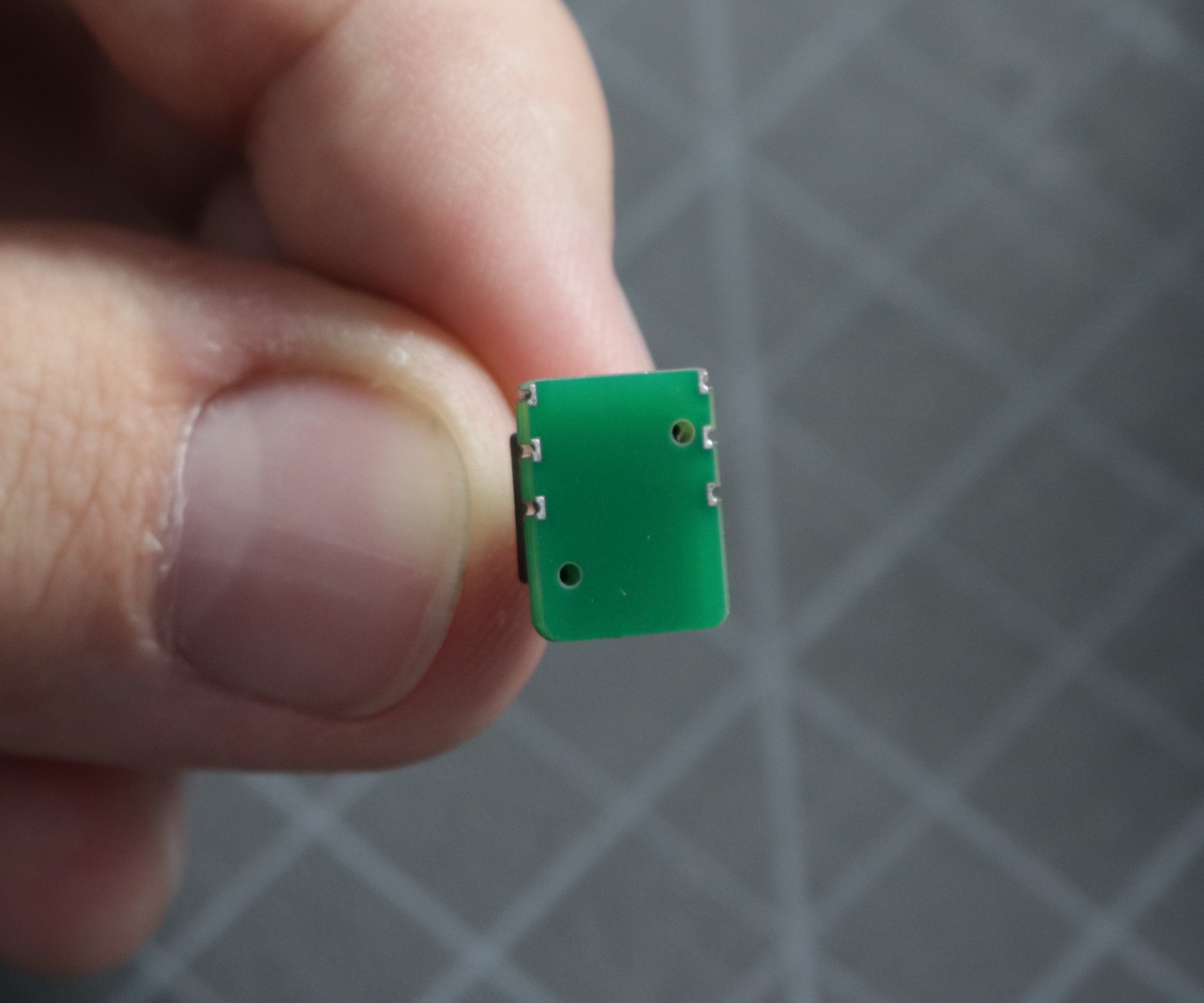 A photo of the back side of the interposer