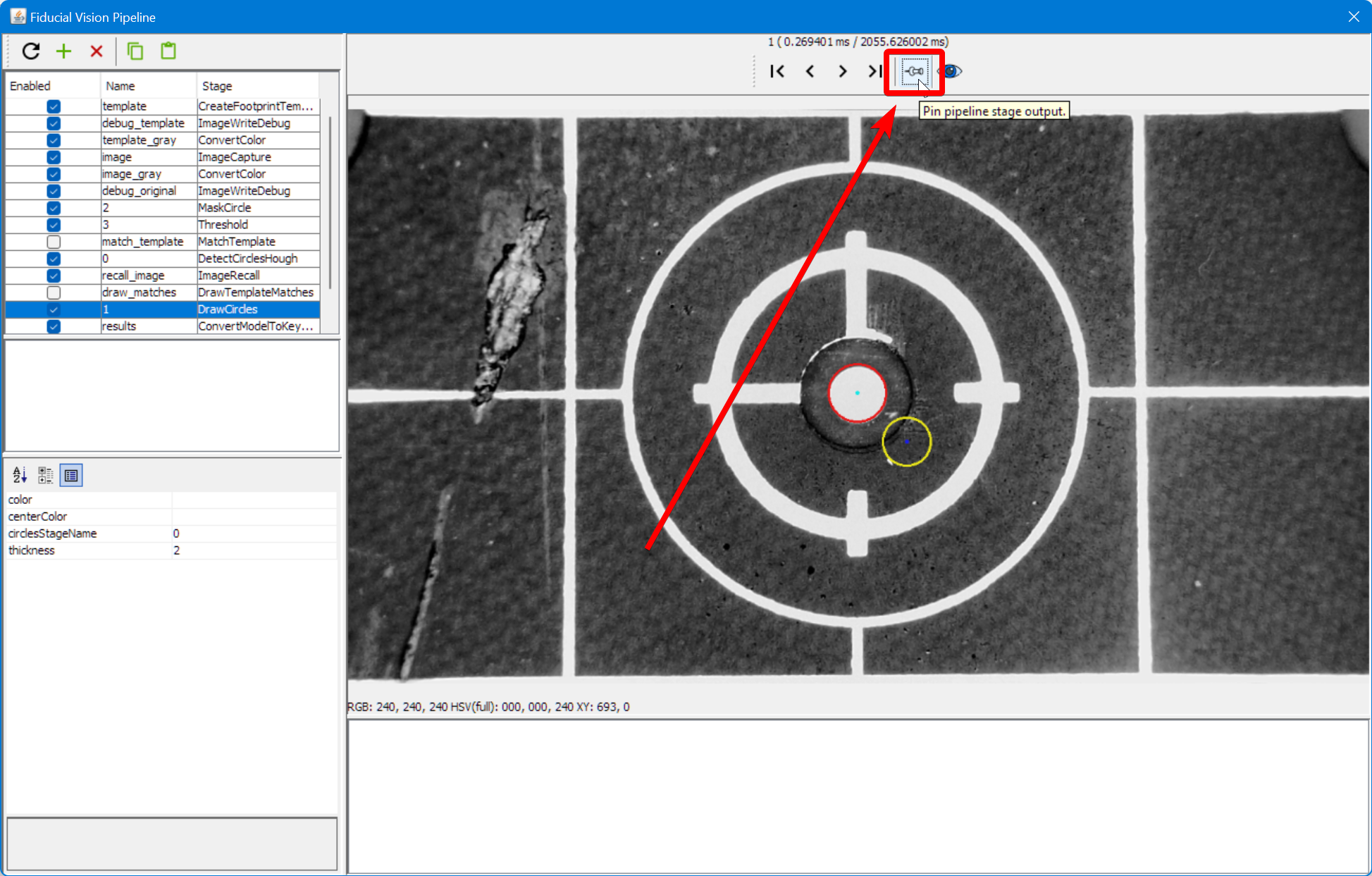 Pin the DrawCircles view