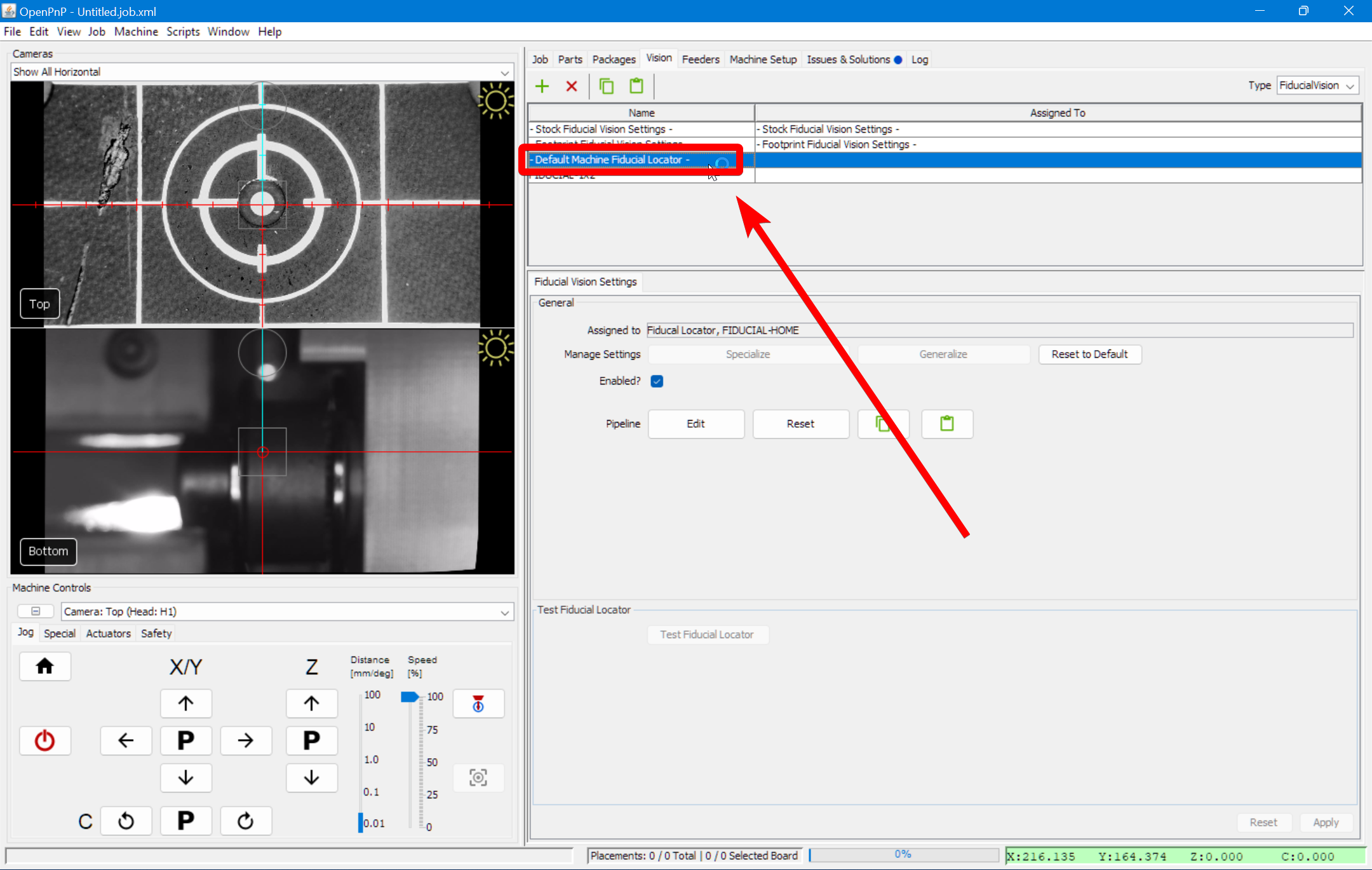 Select the default pipeline