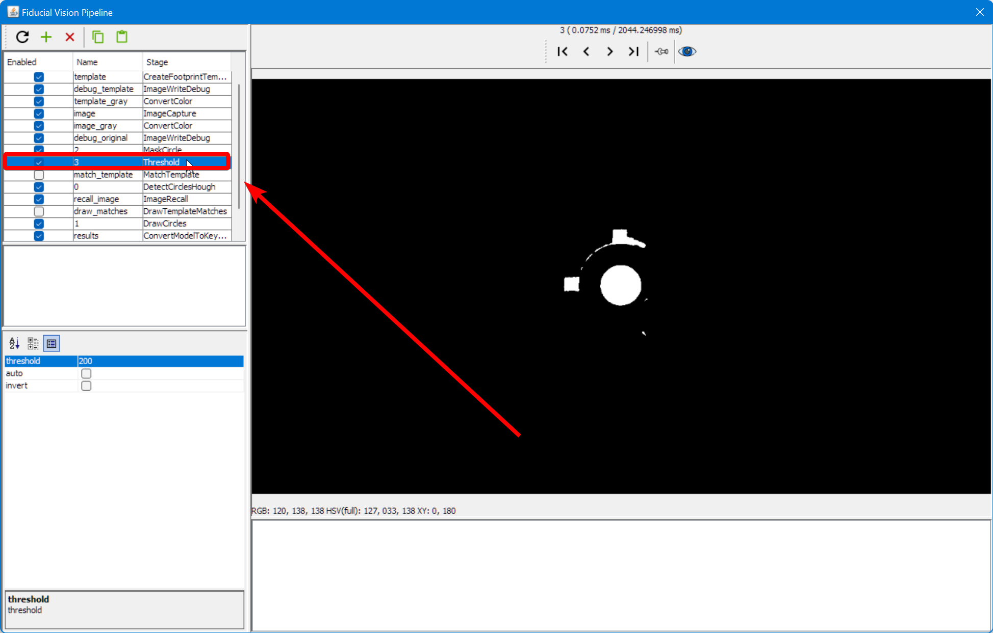 Select the threshold stage