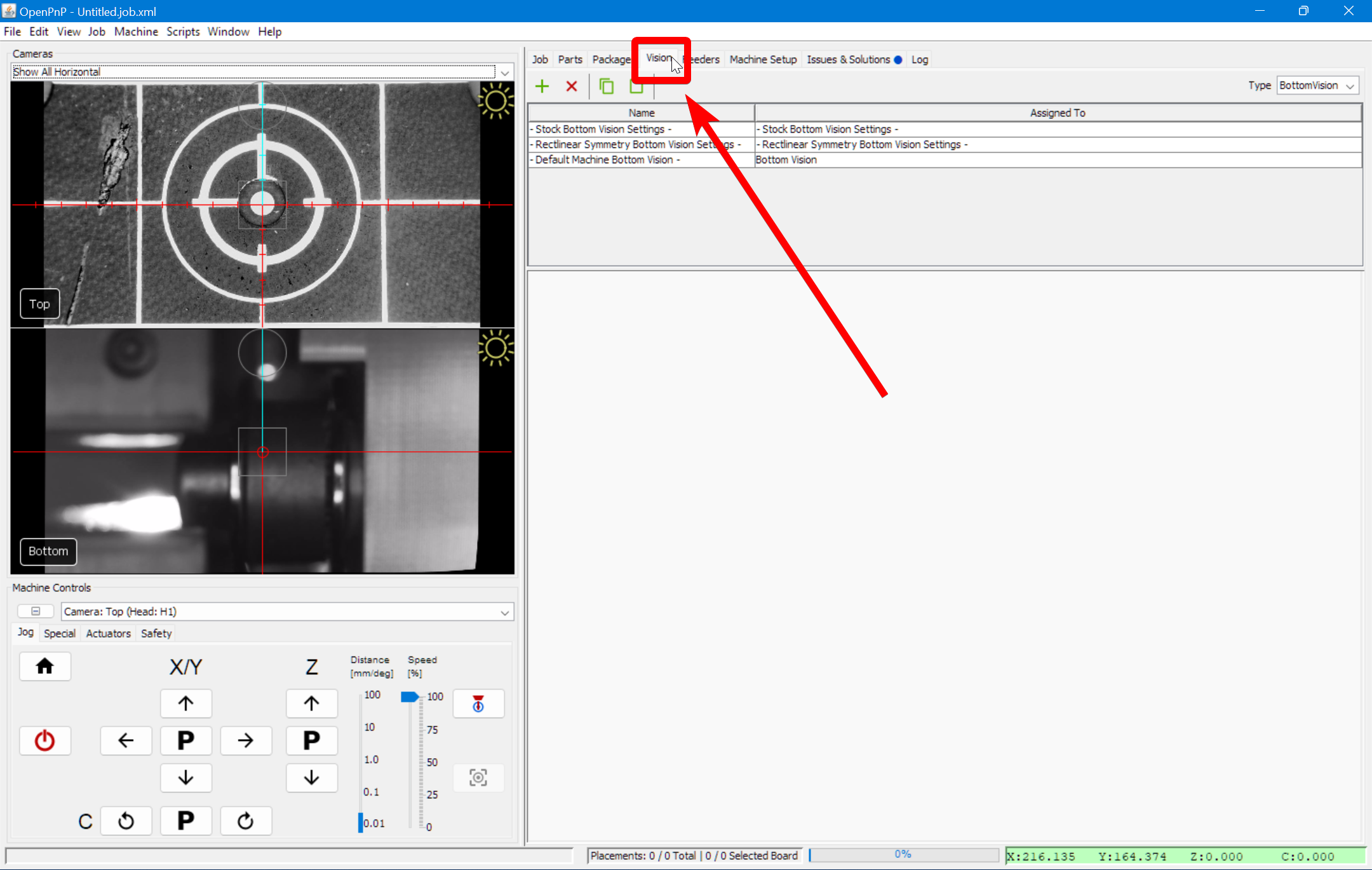Switch to the vision tab