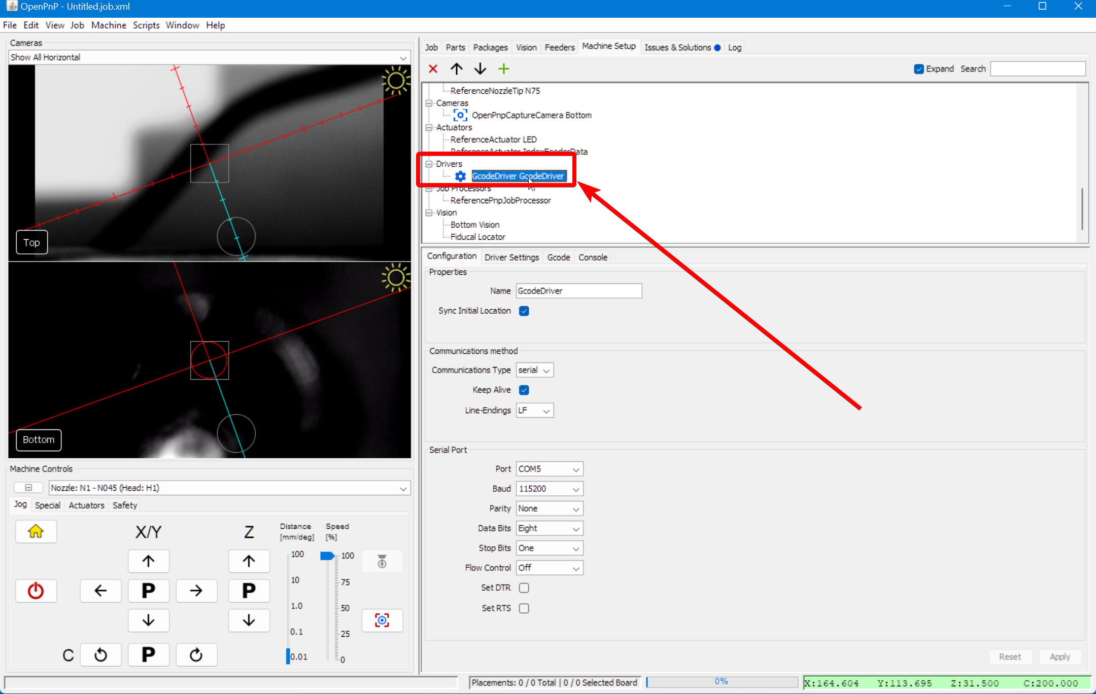 Select the gcode driver