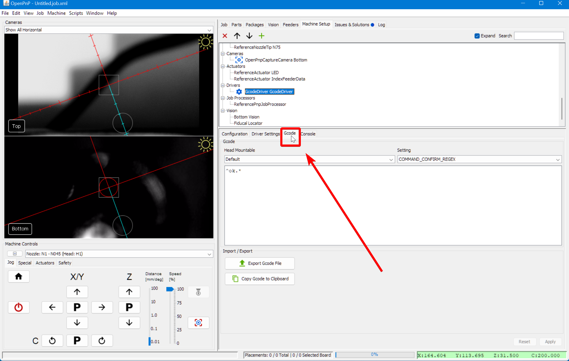Select the gcode gcode-tab