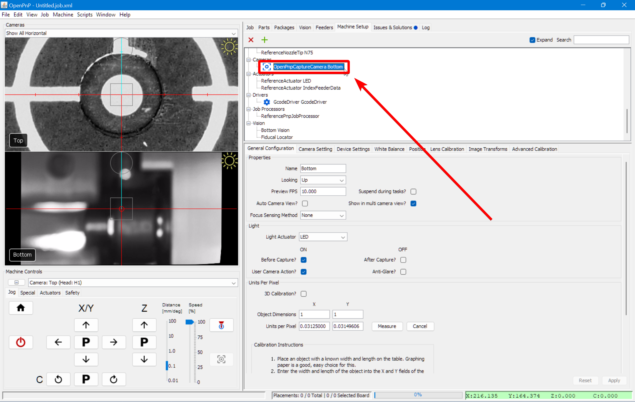 Select the bottom camera