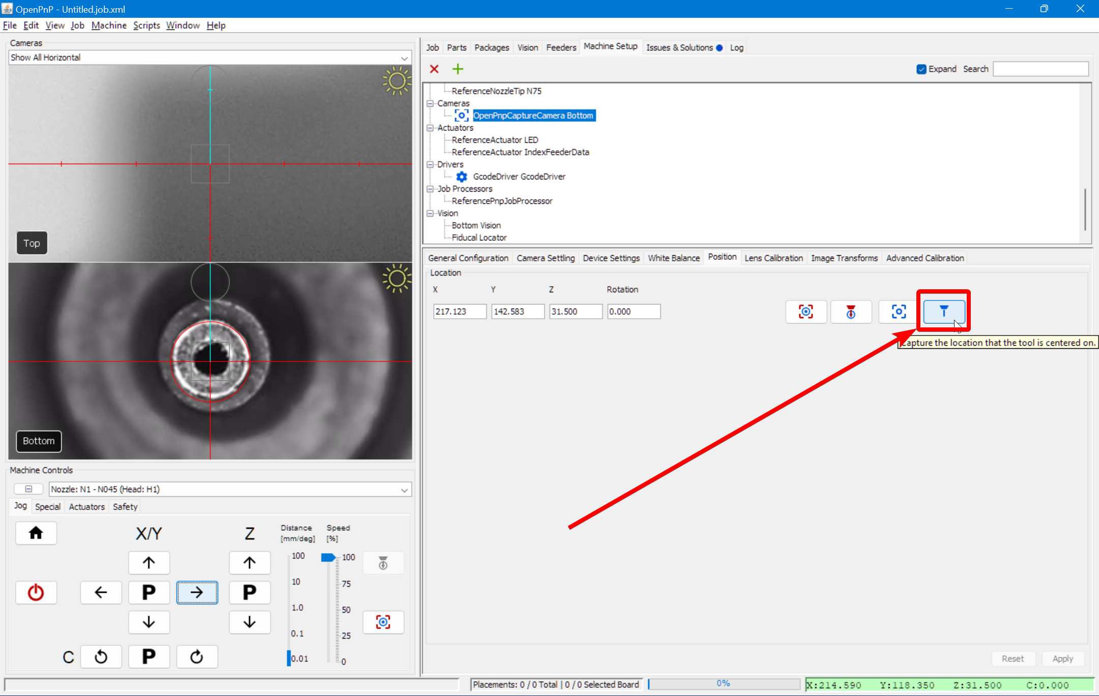 Store the camera location