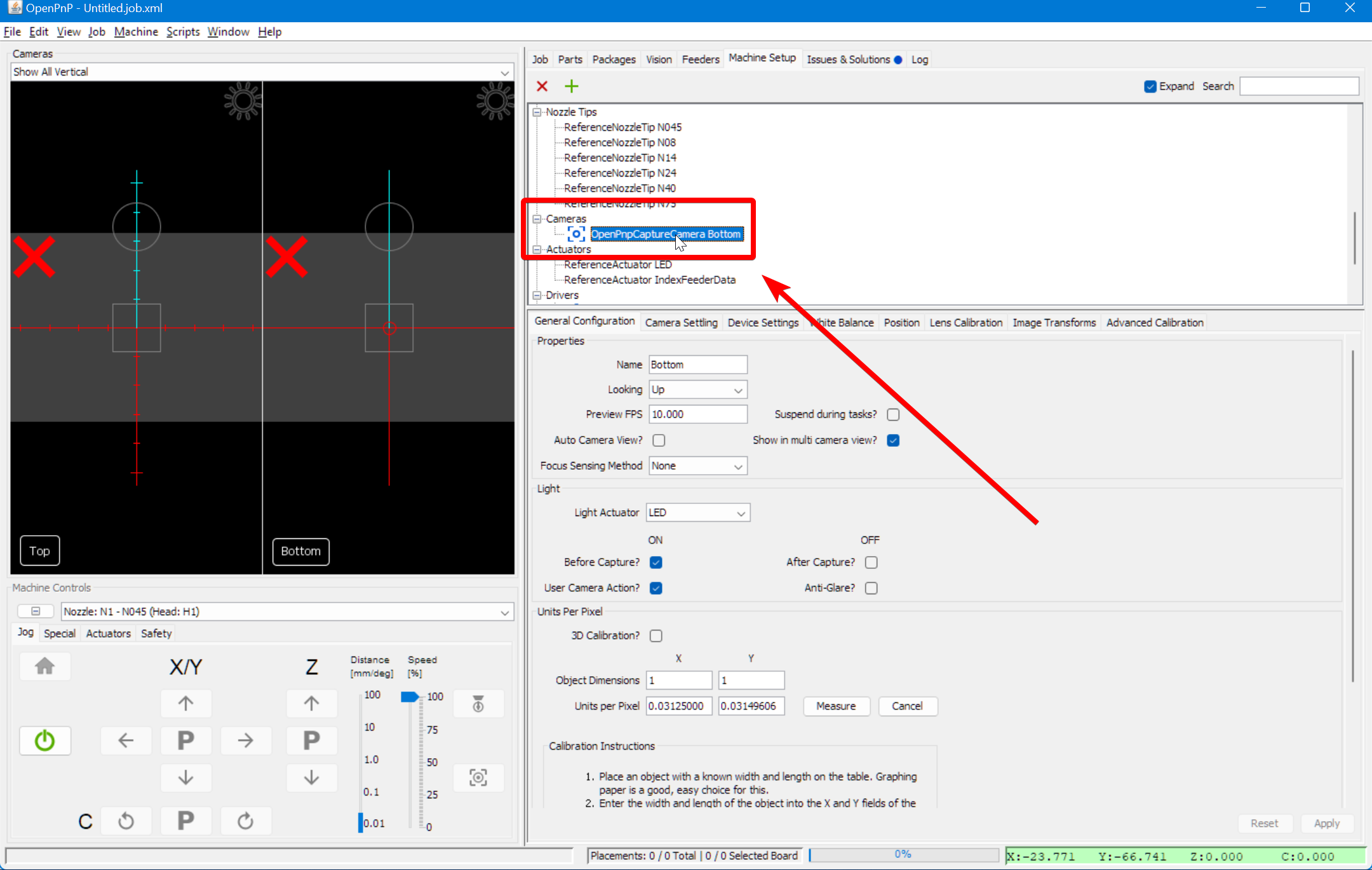 Finding the Bottom Camera Settings
