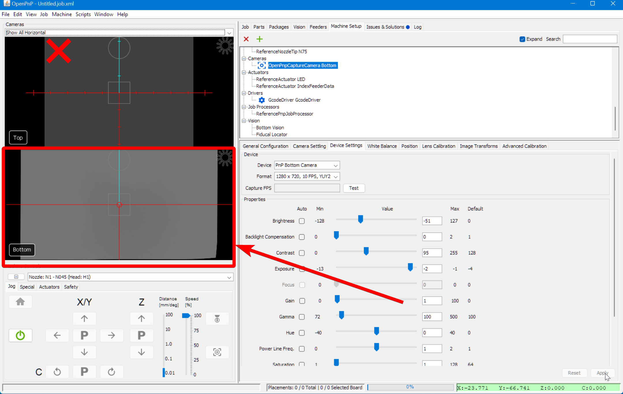 Bottom camera is now on
