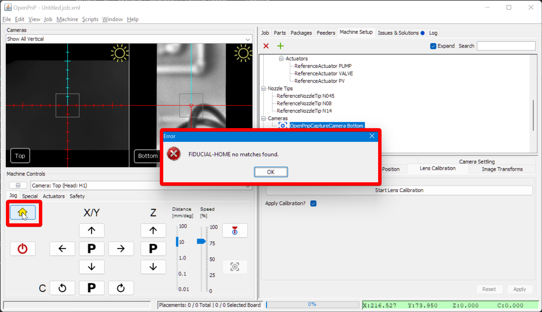 A first attempt at homing the LumenPnP