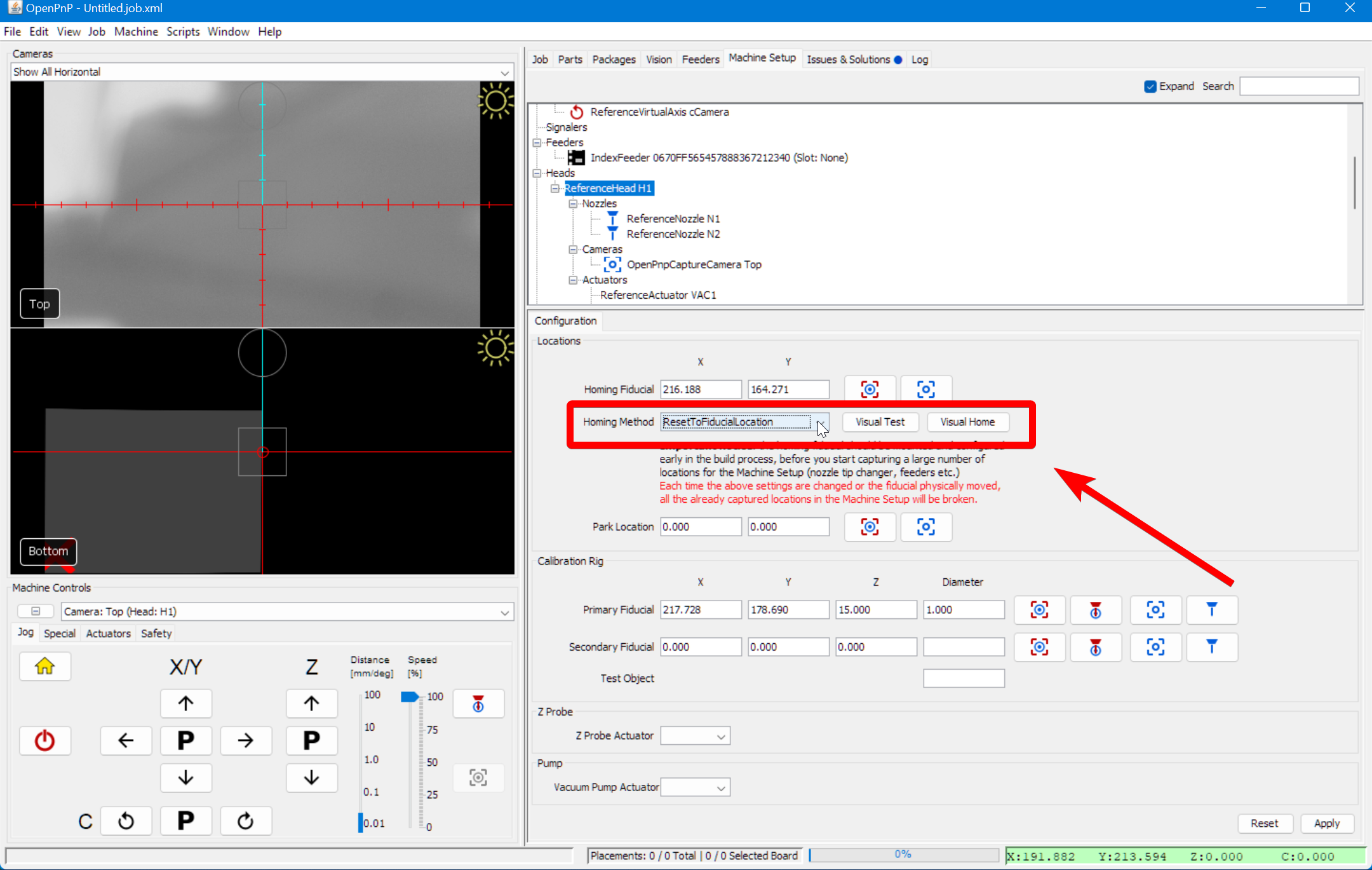 Switch to using the homing fiducial