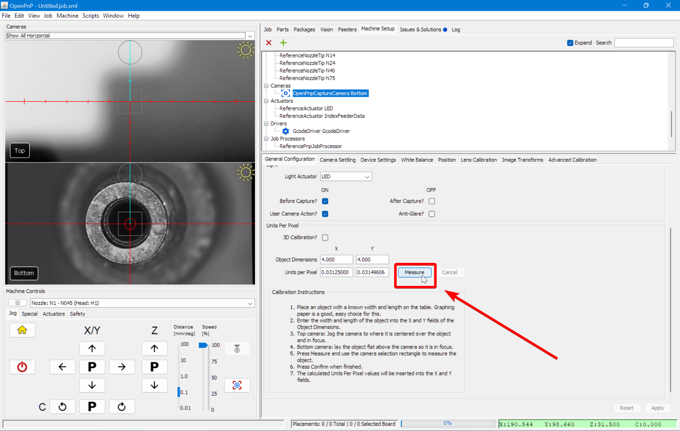 Click the measure button
