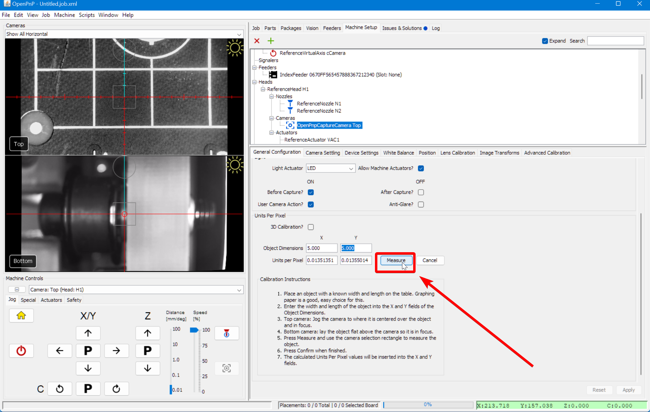 Click the measure button