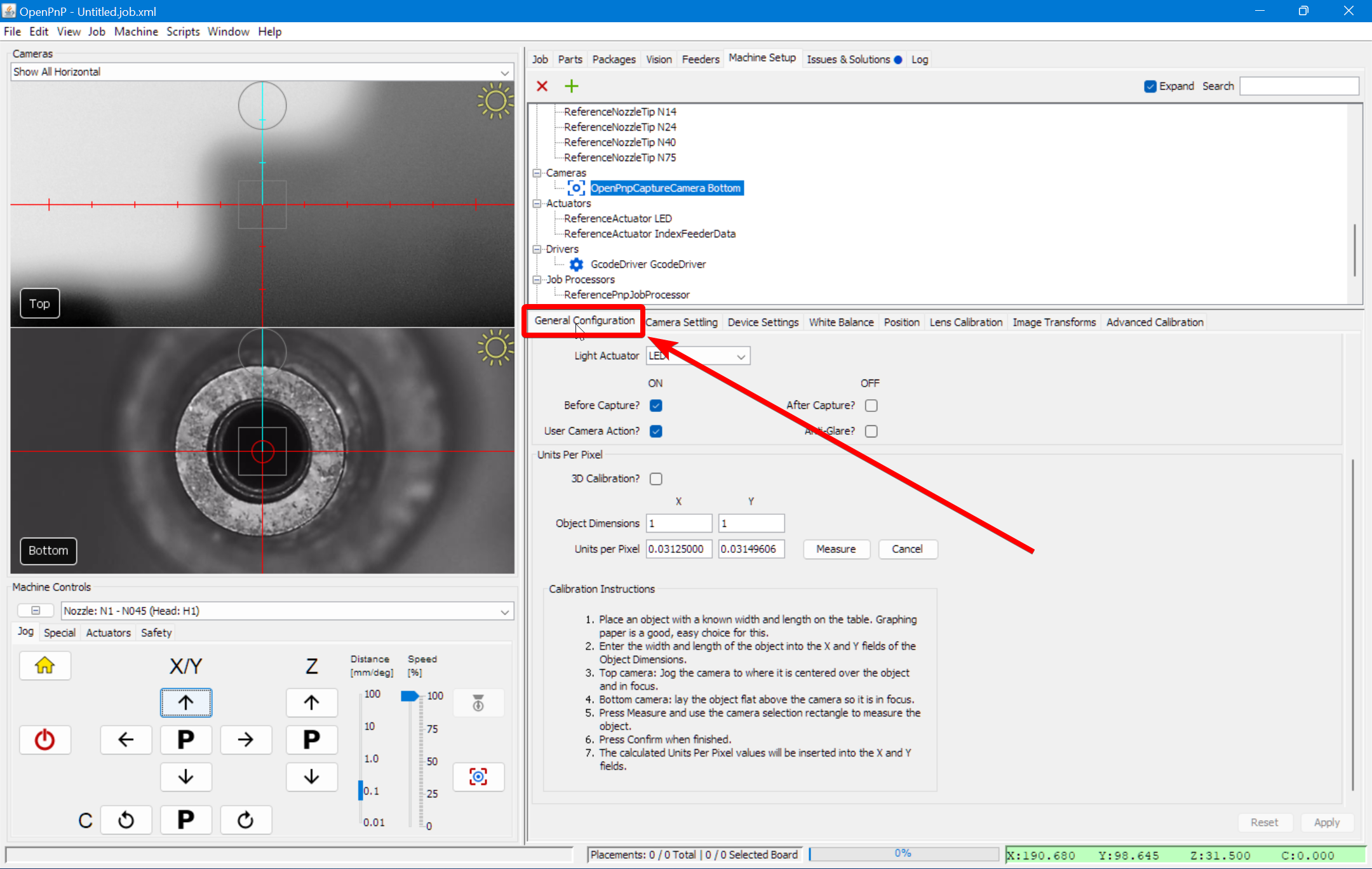 Go to the general configuration tab