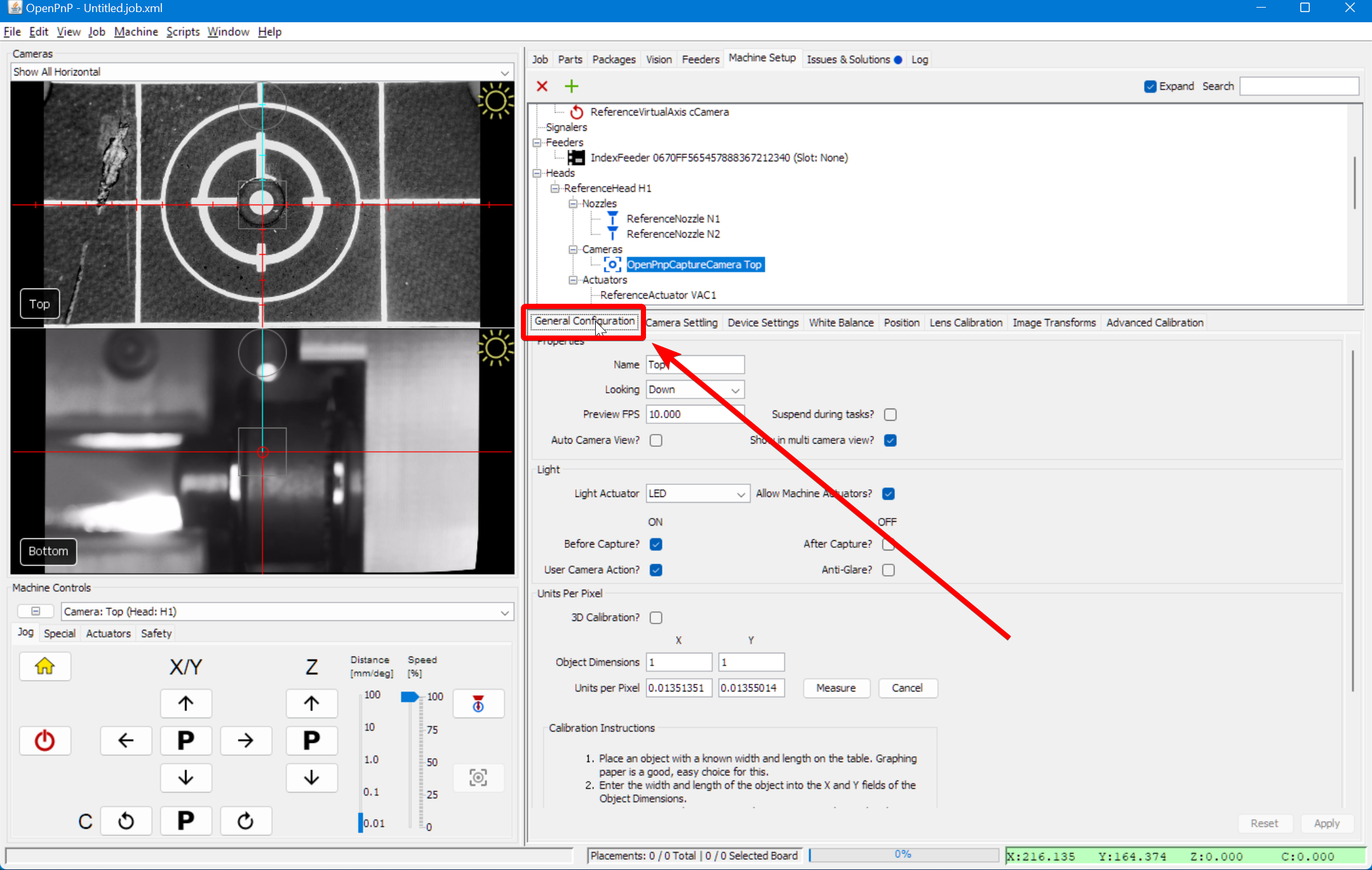 Go to the general configuration tab