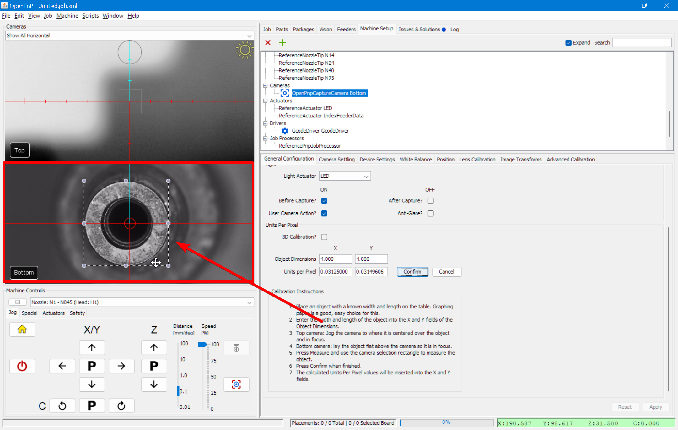 Drag the box to the edges of the nozzle.