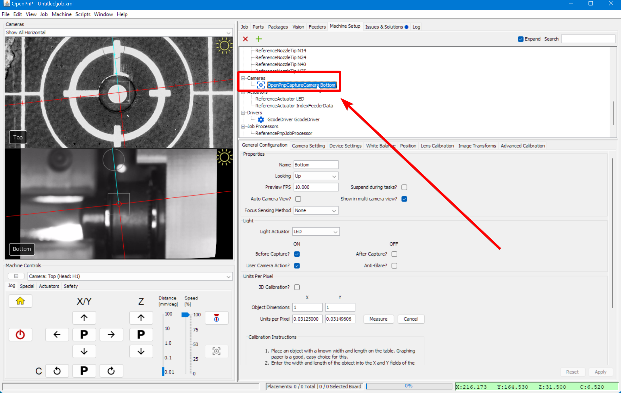Select the bottom camera