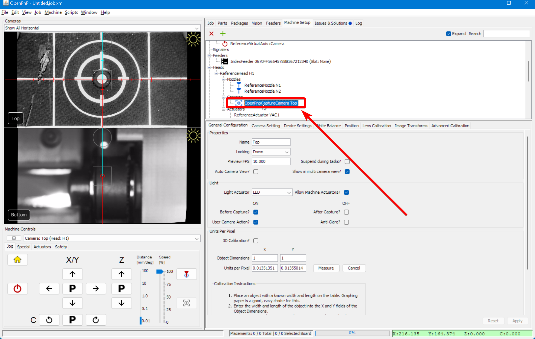 Select the top camera
