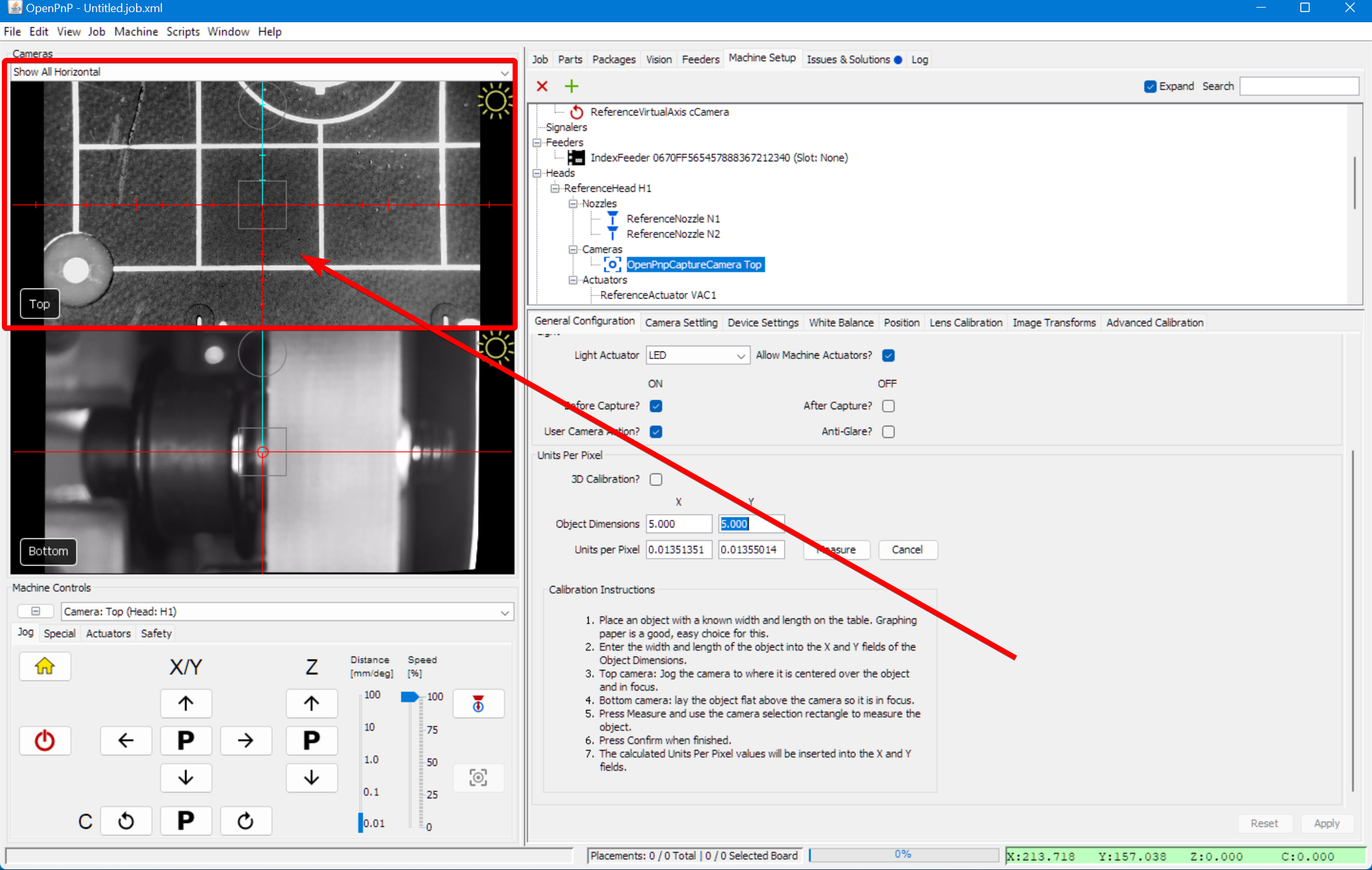 The square guideline on the datum board