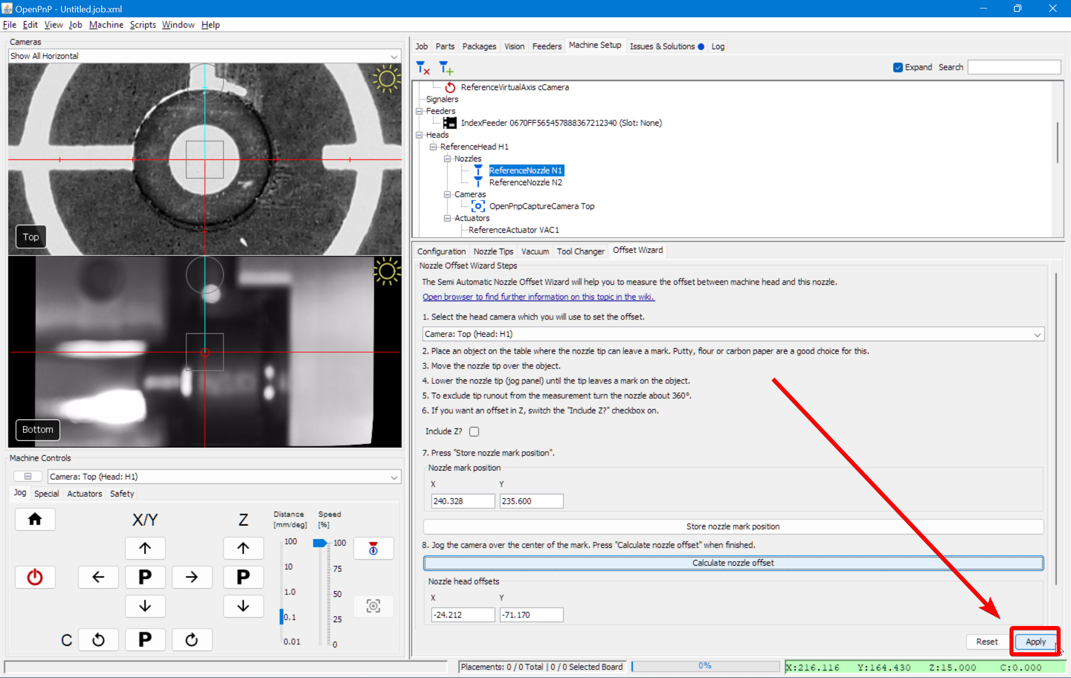 click the apply button
