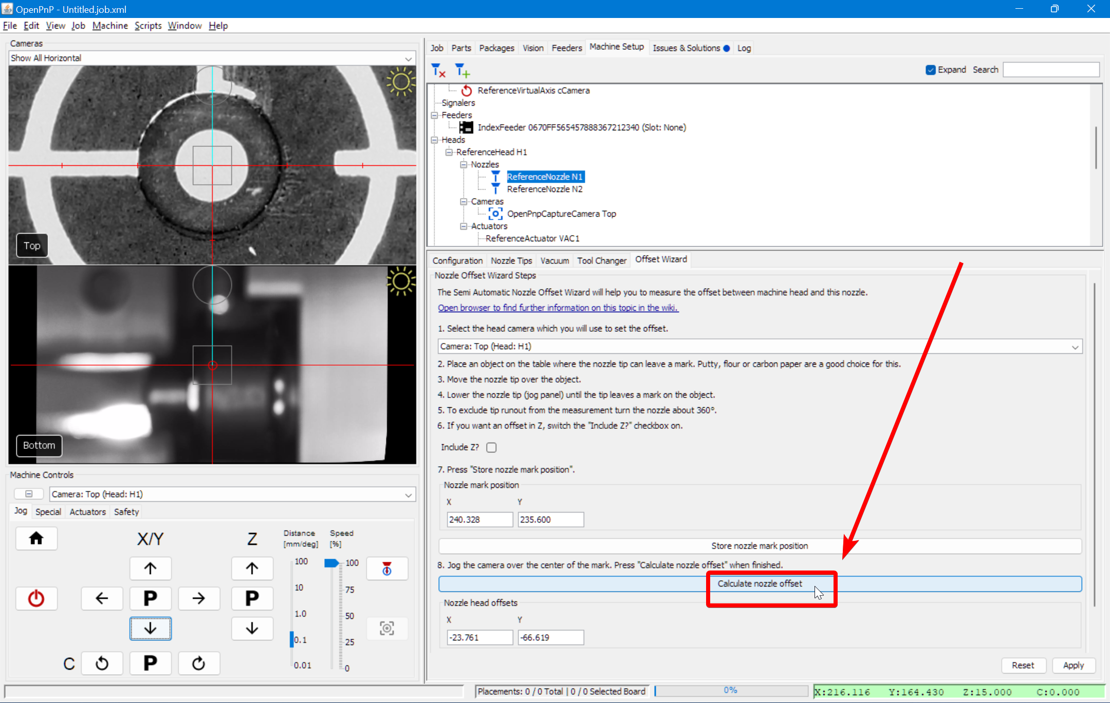 calculate the nozzle offset