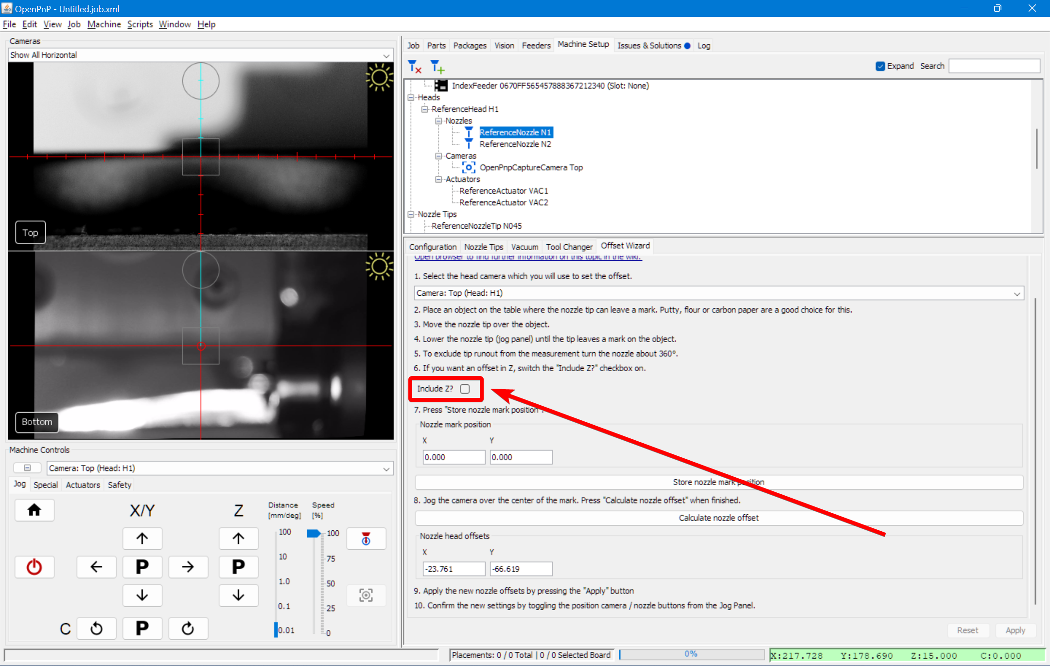 do not use the include z checkbox