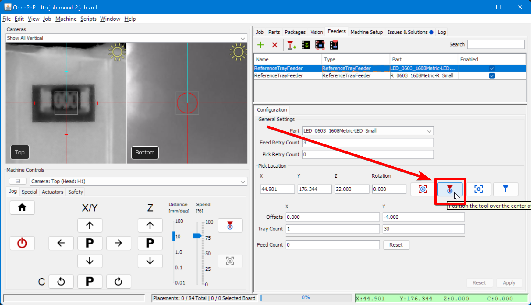 Position the nozzle over the feeder