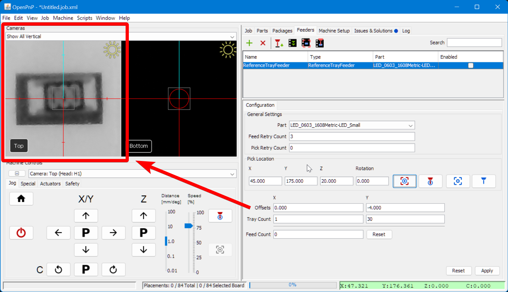 Manually move closer to the correct feeder location