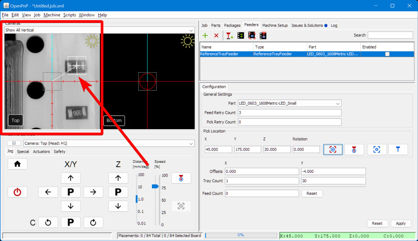 Manually move closer to the correct feeder location