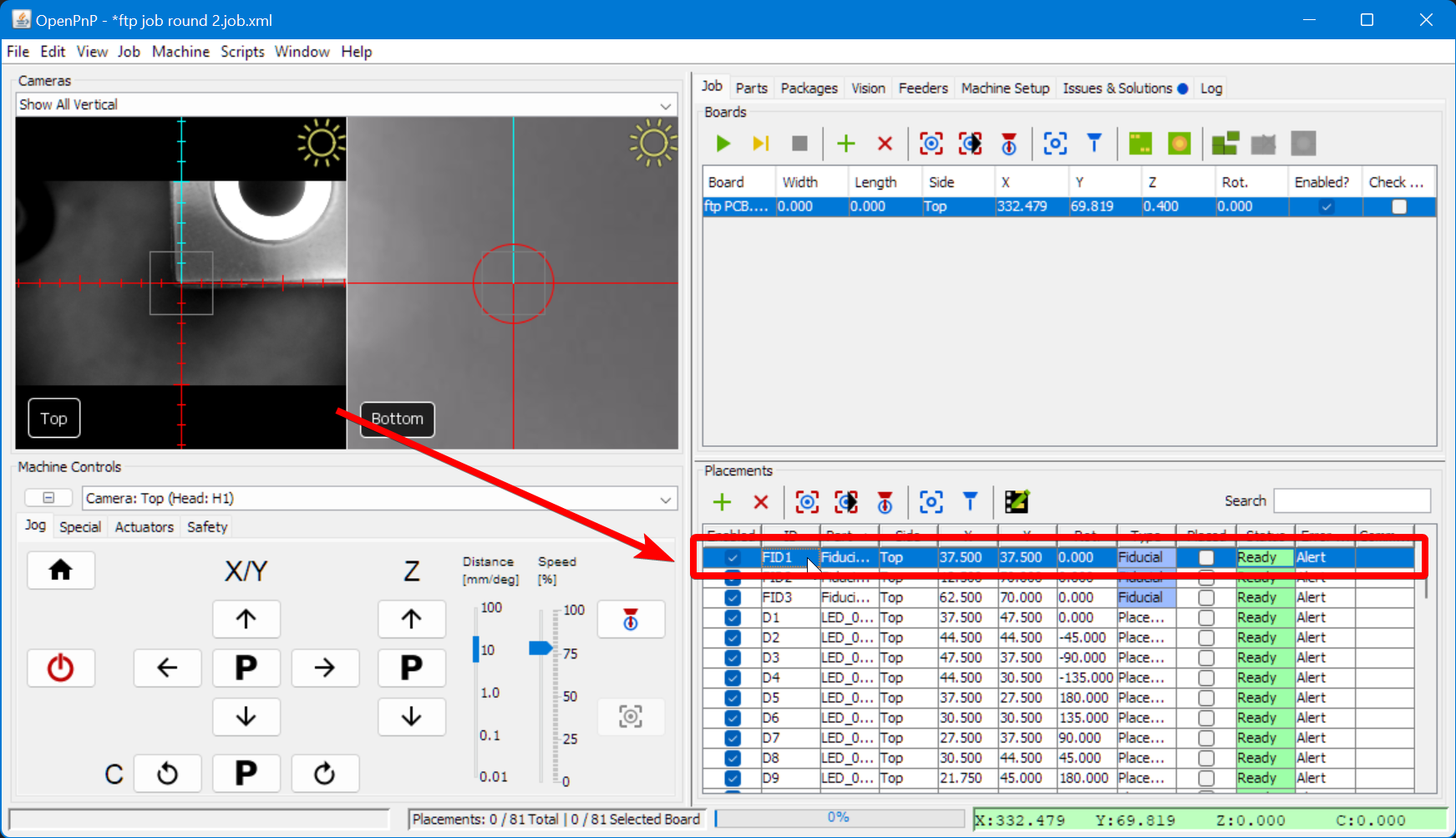 Highlight one fiducial