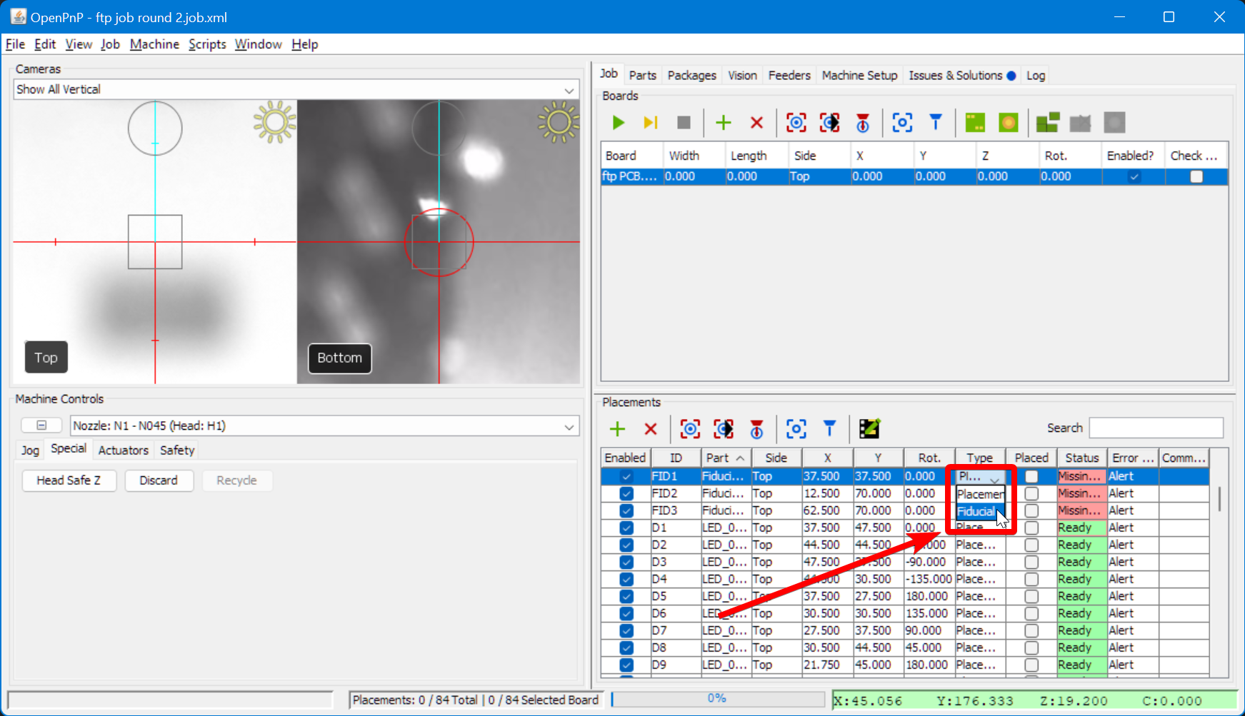 Switch each fiducial component to fiducial type